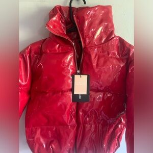 Pretty little thing pink puffer jacket, size 2 brand new